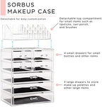 Sorbus Makeup Organizer, 7-Drawer Acrylic 2-Piece Set (Clear) - Image 4