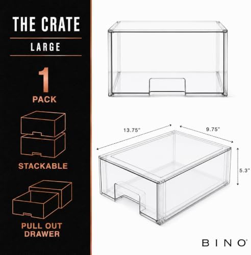 BINO | Stackable Storage Drawers, Large - Clear | THE CRATE COLLECTION | Storage Bins With Drawers | Bathroom Organizers | Under Sink Organizer | Vanity Cabinet Home Organization - Image 3