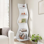 LITTLE TREE 70-Inch Corner Shelf, Seaweed Shaped Etagere Display Bookshelf, Freestanding 5-Tier Wall Shelves for Small Spaces, Bedroom, Living Room, 2 Pack, White - Image 2