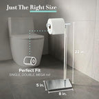 Gatco 1331C Modern Rectangle Base Freestanding Toilet Paper Holder, Chrome/Acrylic, Weighted Base Bathroom Tissue Stand 22.25" - Image 4