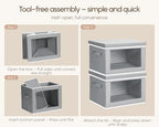 Homsorout Collapsible Storage Bins with Lids - Stackable Storage Containers with Window, 15.7 Inch Fabric Organizing Bins for Closet, Home & Office Organization Baskets, Grey, 3 Pack - Image 7