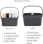 Parker Baby Co. Quick-Dry Bath Caddy Organizer with Handle - Smoke, Large - Image 6
