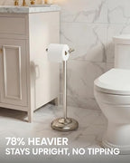 Brushed Nickel Toilet Paper Holder Stand Freestanding, Weighted Base, 22 in - Image 2