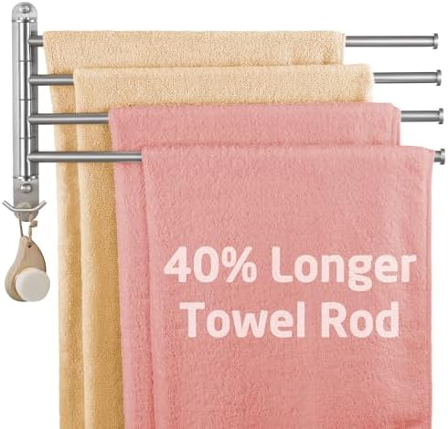 KES Extra Long Swivel Towel Bar 19.5" 4-Arm, Swing Out Towel Rack by KES