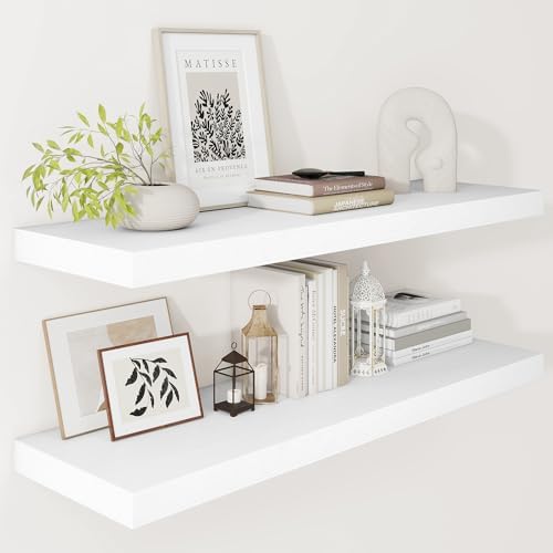Vivelove 12 Inch Deep Floating Shelves 36” Set of 2, White by VIVELOVE