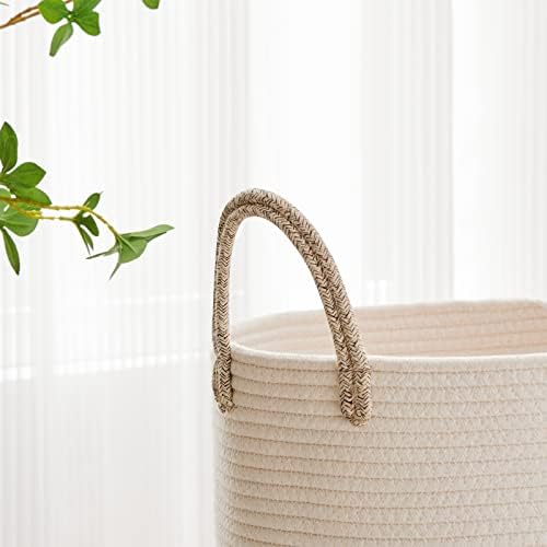 VIPOSCO 30L Small Woven Laundry Basket Hamper, White Brown - Image 3