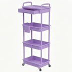REBECAT 4 Tier Rolling Cart with Drawer, Utility Storage Cart on Wheels for Kitchen, Bathroom, Living Room,Office(Purple) by REBECAT