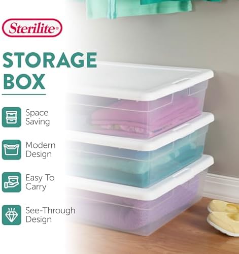 Sterilite Storage Box, Stackable Plastic Container Home Organizer, 28 Qt(20 Pack) - Image 3