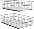 Pull out Cabinet Organizer, Stainless Steel 2-Pack Slide out Drawer with Silent Full-Extension Slides, Adhesive Roll out Can Spice Storage Basket Shelf Rack for Pantry, Kitchen, Bathroom, Home Closet by Kitstorack