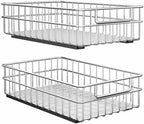 Pull out Cabinet Organizer, Stainless Steel 2-Pack Slide out Drawer with Silent Full-Extension Slides, Adhesive Roll out Can Spice Storage Basket Shelf Rack for Pantry, Kitchen, Bathroom, Home Closet by Kitstorack