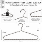 Clothes Hangers 30 Pack – Space Saving Fabric & Metal Hangers, Non-Slip Pant & Coat Hangers, Room Essentials, Closet, Durable Wardrobe Storage, Suits & Pants – Natural/White - Image 3