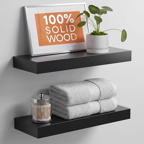 Homeforia 18 Inch Floating Shelves, High-End Solid Pine Wood, Set of 3 by Homeforia