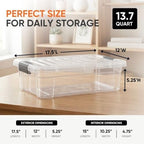 Superio 13.7 Quart Clear Plastic Storage Bin with Lid, Stackable Organizer Box, BPA-Free Storage Container for Home, Garage, School & Office, 2 Pack - Image 3