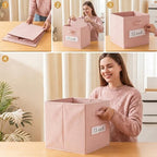 Storage Bins,13 Inch Cube Storage Bin with Labels,6pcs,Pink - Image 5