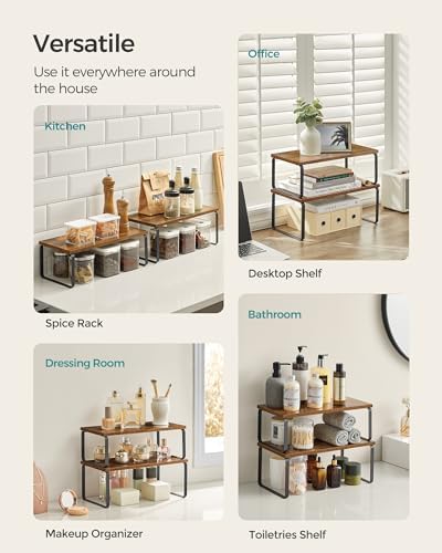 SONGMICS Cabinet Organizer Shelf, Set of 4 Spice Rack, Kitchen Storage - Image 3