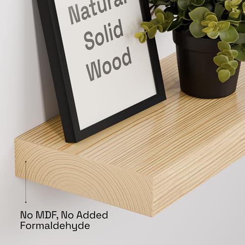 Wood Floating Shelves for Wall 12 Inch, Natural Wood, Small Wooden Shelf - Image 4