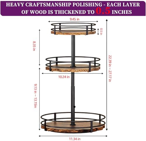 Heavy-Duty 3-Tier Lazy Susan Organizer, Adjustable to Different Heights, Countertop Spice Rack, Upgraded Thickened Wooden Board, Suitable for Seasoning Organizer, Kitchen Organization（2 Pack） - Image 4