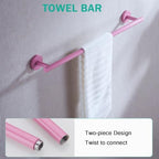 Pink Bathroom Hardware Set,5 Pieces Bathroom Towel Bar Set,24 inch Towel Bar,Towel Ring for Bathroom,Robe Towel Hooks,Toilet Paper Holder Wall Mounted(Drilling),SE96006S-5PK - Image 3