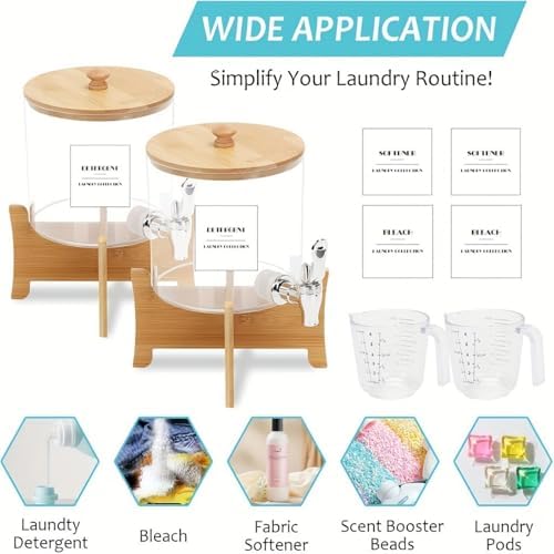 Laundry Detergent Dispenser, 88 oz / 2.5L Fabric Softener Dispenser for Laundry Room Organization, Detergent Holder with Stainless-Steel Spigot, Laundry Soap Container (2 Sets) - Image 5