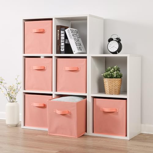 Stero 13x13x13 Inch Fabric Storage Bins 6 Pack Fun Colored Durable Storage Cubes with Handles Foldable Cube Baskets for Home, Kids Room, Closet and Toys Organization Peachpuff - Image 7