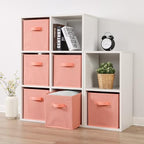 Stero 13x13x13 Inch Fabric Storage Bins 6 Pack Fun Colored Durable Storage Cubes with Handles Foldable Cube Baskets for Home, Kids Room, Closet and Toys Organization Peachpuff - Image 7