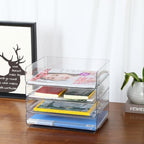4 Tier Stackable A4 Paper Trays, Office Desk File Holder, Tidy File Document Letter Book Paper Organizer (4 Tiers,Clear) - Image 2