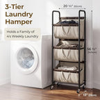 GRANNY SAYS 3 Tiered Laundry Sorter, Narrow Hamper Cart with Wheels - Image 2