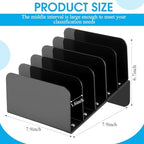 Chunful Acrylic Desk Organizer, 5 Section Desk File Holder Sorter Stand Rack Vertical Organizer Desktop Vinyl Storage Display for Record Album Book Magazine Document Home Office(Black) - Image 2