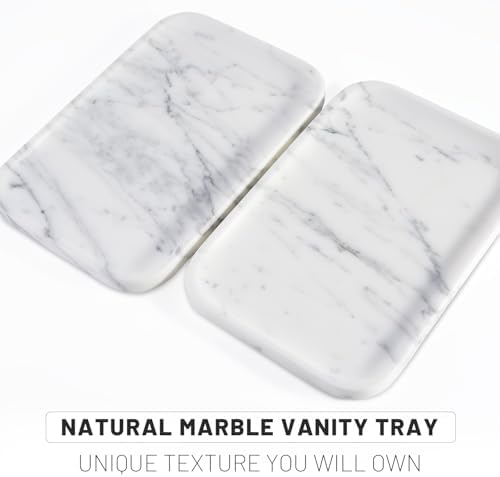 Arabescato Marble Vanity Tray - Decorative Organizer for Bathroom Countertop, Dresser, Kitchen Sink - Image 3