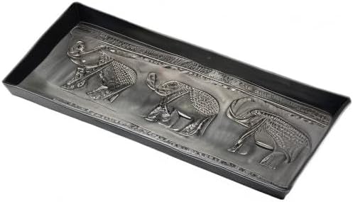 HF by LT Elephants Pattern Metal Boot Tray, 30 x 13 inches, Antique Zinc Finish - Image 4