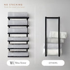 Modern 5-Tier/6-Tier Towel Rack - Wall-Mounted Black Metal Towel Shelf for Bathroom, Space-Saving Storage for Towels, Organizers, and Home Decor (6-Tier) - Image 4