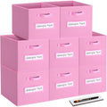 Fabric storage cubes (8 Pack) 11 Inch Cube Storage Bin, cube organizer bins with 8 Labels Window Cards & a Pen, Foldable cube organizer bins and Storage Box, Light Pink by Artsdi