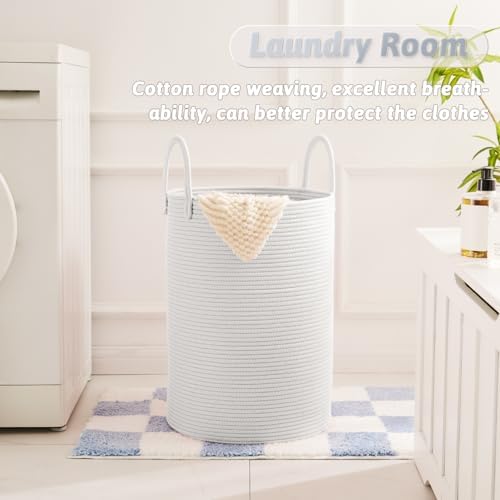 Artfeel Laundry Basket,Woven Cotton Rope Laundry Hamper,80L for Decorative Storage of Dirty Clothes,Toys and Blankets in Bathroom,Baby Room and Living Room - Image 5