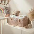 HBlife Baby Diaper Caddy, Paper Rope Storage Baskets Nursery Bin with Removable Divider, Portable Car Organizer for Diapers, Baby Shower Gifts, Newborn Essentials Must Haves - Image 3