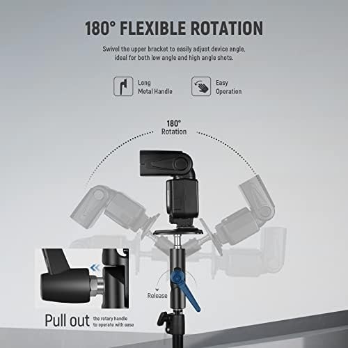 NEEWER Camera Flash Bracket H Type Mount with Umbrella Softbox Holder, 180° Swivel Adjustable Metal Light Stand Adapter with 1/4" to 3/8" Screw Adapter for Speedlite LED Light Stand Tripod (2 Pack) - Image 2