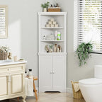 Flamaker Corner Cabinet, Freestanding Corner Shelf for Bathroom, White - Image 3