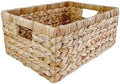 Large Handwoven Water Hyacinth Storage Wicker Basket with 2 Handles - Brown by Pixoframe