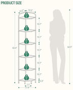 Hzuaneri Corner Shelf Stand, 6-Tier Glass Bookshelf Bookcase, Plant Stand - Image 2