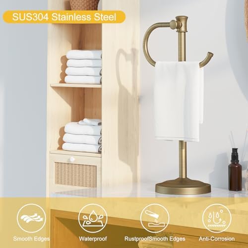 BESy Stand Hand Towel Holder, Countertop Towel Bar, Antique Brass - Image 6