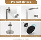 BGL Freestanding Toilet Paper Holder, Tissue Holder On Floor with Reserve Storage Paper Rolls, Roll Paper Holder Standing On Floor (Brushed Nickel) - Image 6