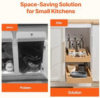VEVOR 2 Tier Pull Out Cabinet Organizer, 14" W x 21" D Cabinet Drawer, Soft Close Slide out Shelf, Heavy-Duty Sliding Wood Drawer, Adjustable Base Cabinet Organization for Kitchen Pantry Bathroom - Image 4