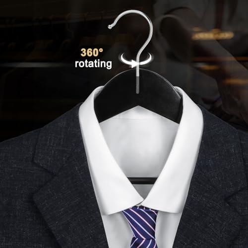 TOPIA HANGER Wooden Coat Hangers 30 Pack, Black Wood Suit Hangers, 360° Swivel Hook and Non-Slip Shoulder Notches for Camisole, Jacket, Pant, Shirt, Smooth Finished Clothes Hangers -CT54B30 - Image 6