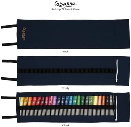 Cezanne Artist Pencil Case - Durable Blue Cotton Canvas Roll-Up Travel Art Case w/ Zipper Art Pouch for Artists, Professionals - Lightweight, Portable Organization - up to 72 Colored Pencils - Image 2