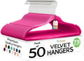 Techzoo Premium Velvet Hangers 50 Pack Ultra Thin Non Slip Adult Felt Space Saving Suit Hanger for Closet Heavy Duty Coat Pants Jackets Dress Hangers 360° Swivel Hook Hold Upto 10 lbs Dark Pink by TECHZOO