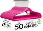 Techzoo Premium Velvet Hangers 50 Pack Ultra Thin Non Slip Adult Felt Space Saving Suit Hanger for Closet Heavy Duty Coat Pants Jackets Dress Hangers 360° Swivel Hook Hold Upto 10 lbs Dark Pink by TECHZOO