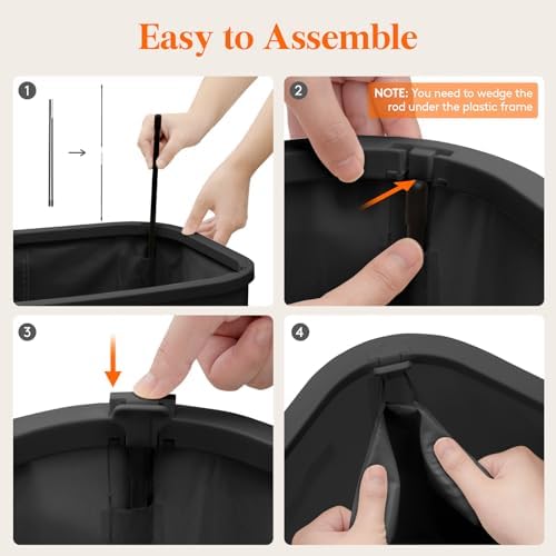 Lifewit 85L Large Laundry Hamper with Lid, Removable Inner Bag, Black - Image 2