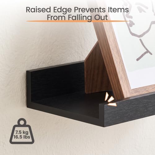 upsimples Long Floating Shelves for Wall Decor and Storage, 23.6'' Black - Image 4