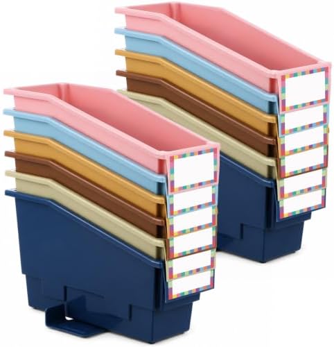 gisgfim 12 Pcs Non-Tip Book Bins with Stabilizer Wings (Boho) by gisgfim