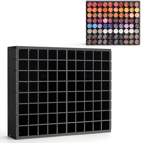 Krafetto 80-Grid Paint Organizer for 2 Oz Bottles, Wall Mount, Black by Krafetto