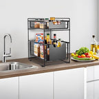 2 Tier Under Sink Organizer,Slide Out Kitchen Cabinet Organizer,Pull Out Pantry Storage with 2 baskets, Office Supplies,Kitchen,Bathroom Organizer with Sliding Drawer,Large Capacity,Multi-Use - Image 3